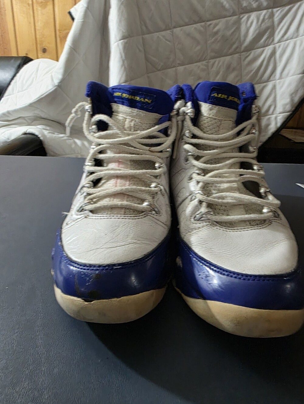 Jordan 9 Retro "Kobe", White and Blue High-Top Basketball Shoes Size 10m.